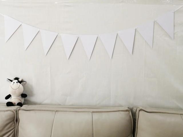 Guirlanda de Bandeiras Brancas para Casamento e Festas - 3 Estilos, 8m com 18 Bandeiras em Não-Tecido