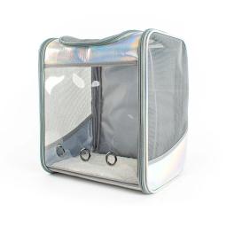 Pet cat carrier mochila viagem respirável ao ar livre bolsa de ombro para cães pequenos portátil transparente transportando suprimentos para animais estimação a laser - Image 1