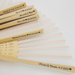 Favores do casamento Fan com caixa de presente, Personalizar nome e logotipo para convidados, lembranças de festa de aniversário, 60 80pcs por lote, 100pcs por lote - Image 4