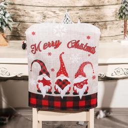 Capa de cadeira de natal desenhos animados padrões impressão assento papai noel capas slipcover poeira para cadeira mesa natal festa de férias decoração - Image 3