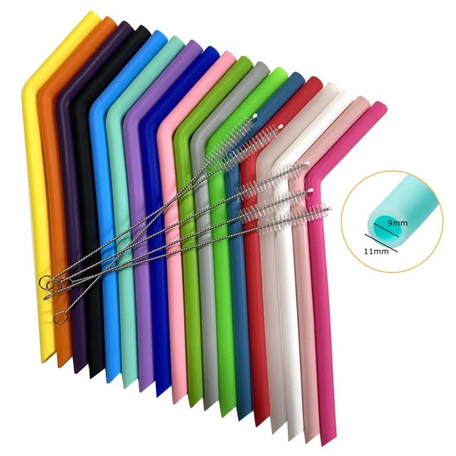 Kit de Canudos de Silicone Reutilizáveis para Coquetéis e Festas – 18 Peças com 25 cm de Comprimento, Compatíveis com Copos de 30 oz e 20 oz