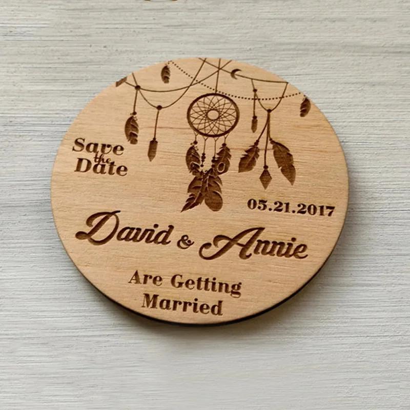 Salve o design do apanhador de sonhos, anúncio de casamento rústico, salvar o ímã da data, cartão de casamento, convite de data - Image 1