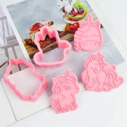 Cortadores de biscoito de unicórnio 3d 6 espaços, desenhos animados, plástico abs, para decoração de biscoitos - Image 2