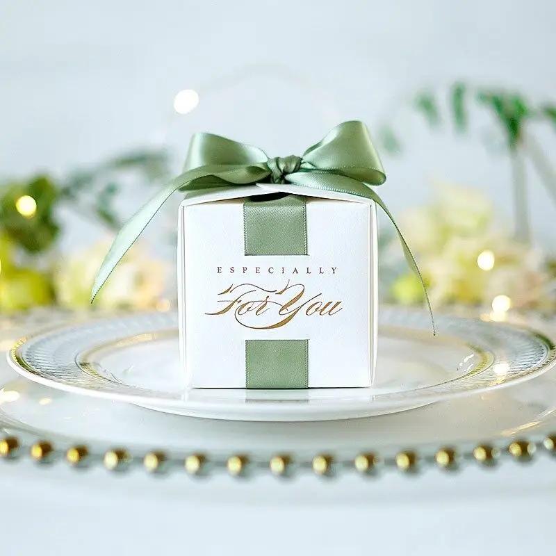 Caixa De Presente De Logotipo Personalizado Com Fita, Caixas De Doces Para Batizado, Chuveiro De Bebê, Evento De Aniversário, Fontes Do Partido, Favores Do Casamento - Image 1