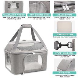 Bolsa dobrável portátil para pet, Mochila para cães respiráveis, Airline Aprovado, Bolsa de transporte para cães pequenos e gatos, Viagem de saída - Image 4