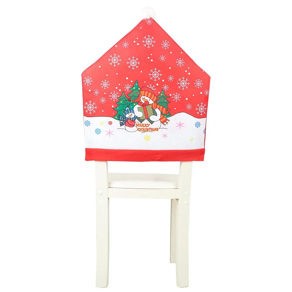 Capa de cadeira de jantar com estampa vermelha, ornamento de natal, natal, natal, boneco de algodão, hotel, decoração de festa, ano novo, 2020 - Image 1