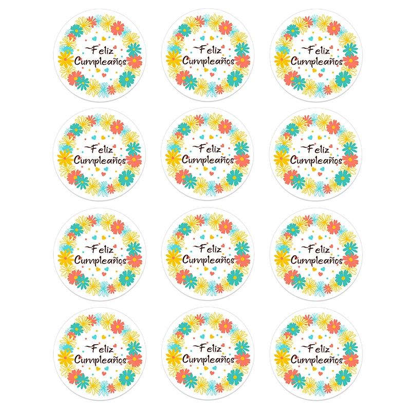Adesivo para decoração de festa de aniversário, adesivo para presente, bolo, cozimento, espanhol, 4,5 cm - Image 1