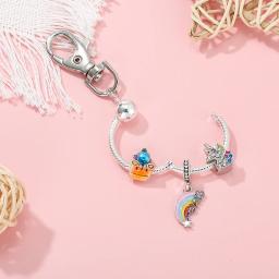 Arco-íris bonito unicórnio charme pingente chaveiro chave do carro para mulheres masculino saco acessórios chaveiro melhor diy jóias presente oferta especial - Image 4