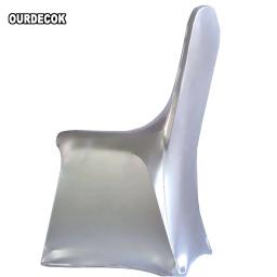 Cobertura de cadeira elástica bronzeamento ouro prata elastano tecido metálico capas de cadeira de casamento banquete decoração - Image 5