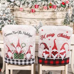 Capa de cadeira de natal desenhos animados padrões impressão assento papai noel capas slipcover poeira para cadeira mesa natal festa de férias decoração - Image 1