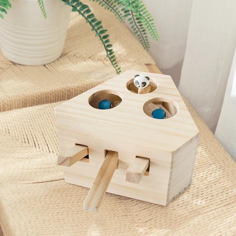 Brinquedo interativo divertido para gatos, brinquedo para cães e gatos, de madeira sólida natural, iq, traning, suprimentos para animais de estimação - Image 1