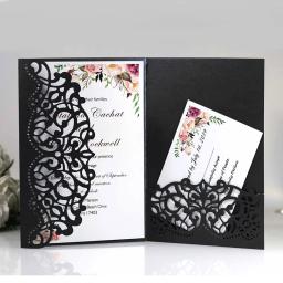 Cartão de visitas e convite de casamento cortados a laser, personalize sua empresa com cartões rsvp, decoração de festas de casamento, 50 peças - Image 3