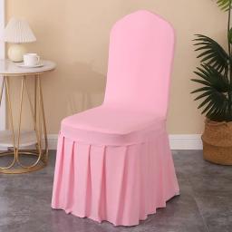 Capa de cadeira de casamento decoração de festa elastano com saia plissada uso elástico estiramento jantar luxo aniversário hotel banquete - Image 2