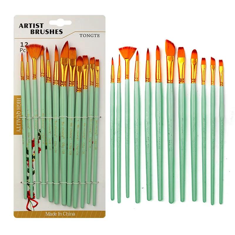 Nylon Cabelo Aquarela Escova 12 Pçs/Kit Pincéis De Pintura Para Acrílico Guache Oil Desenho Art Supplies - Image 1