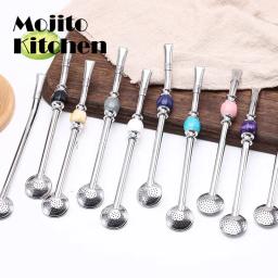 Reutilizáveis canudos de aço inoxidável para chá erva-mate, bombilla, cabaça, beber filtro, colher, bar acessórios - Image 4