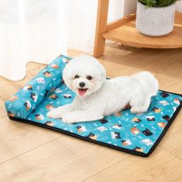 Cama para dormir com travesseiro para animais de estimação Almofada de resfriamento para cães Cobertor de seda de gelo Colchão de gelo - Image 3
