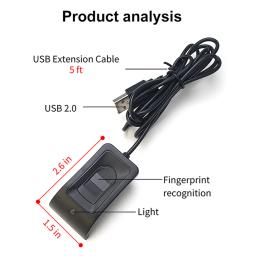Fingerprint Reader Desktop Biometric Scanner, USB, Operação Livre, Senha, PC, Laptop - Image 3