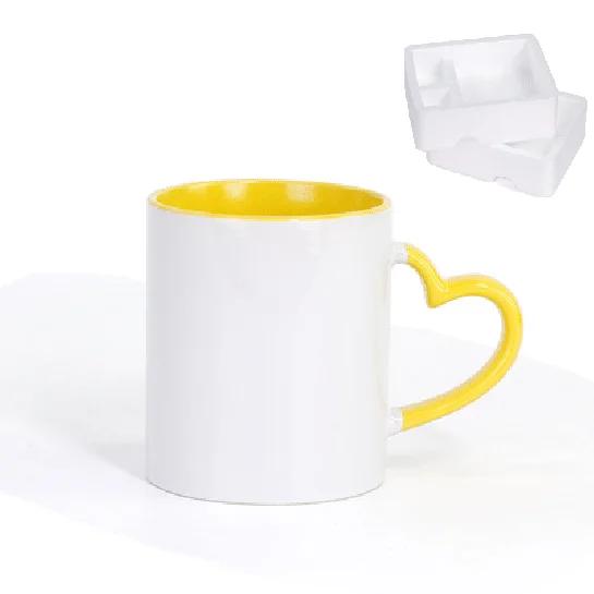 Caneca cerâmica personalizada com punho em forma de coração - Presente DIY perfeito para o Dia dos Namorados