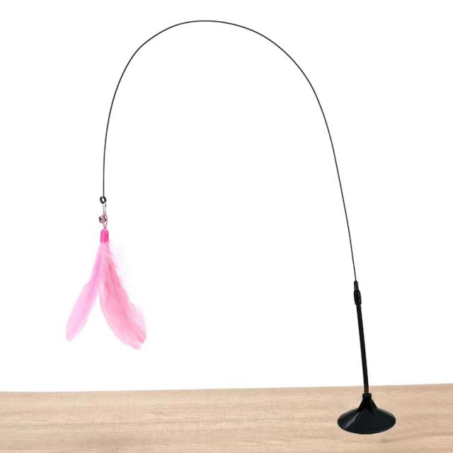 Brinquedos interativos para gatos com ventosas, varinha com penas destacáveis - 2 peças divertidas
