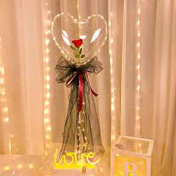 Coração-em forma de rosa balão de flores com luz led dia dos namorados presente enviar namorada festa de casamento adereços brilhantes decorar - Image 4