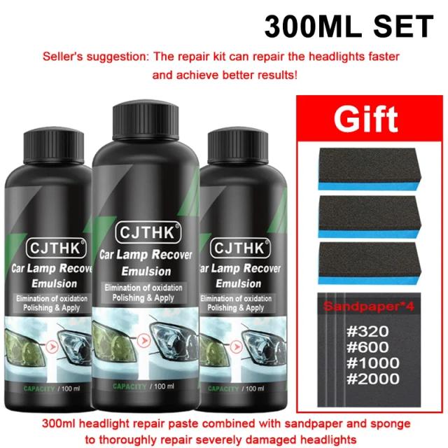 Kits Completos para Polimento e Restauração de Faróis de Carro: Removedor de Riscos, Pasta de Limpeza e Solução Contra Oxidação