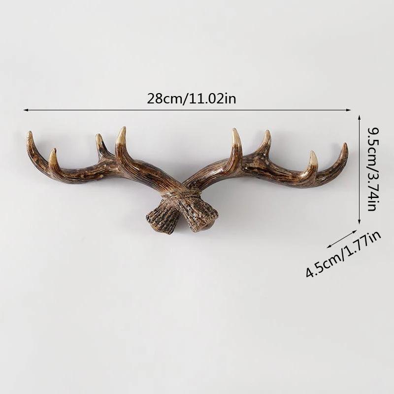 Vintage resina Antler chave gancho, roupas e chapéus gancho, criativo cervo chifre parede pendurado, high-end banheiro, decoração sala de estar - Image 1
