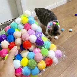 Brinquedos interativos de pelúcia para gatos, Gatinhos criativos, Jogos Mini Pompons, Lançamento interativo, Treinamento, Artigos para Brinquedos, Acessórios Pet - Image 5