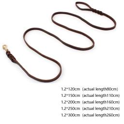 Trela de couro trançado com gancho de cobre, Pet Products, longo, macio, corda de tração, durável, marrom, médio, grande - Image 6