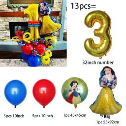 Neve balões de hélio branco para meninas, decoração princesa, festa de aniversário, 32 polegadas, número ouro, brinquedos para crianças, 13pcs - Image 4