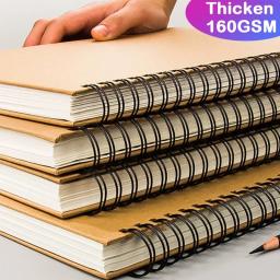 Profissional sketchbook papel grosso espiral caderno arte escola suprimentos lápis desenho bloco de notas papelaria bonito gel canetas lápis - Image 1