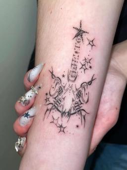 Tatuagem Temporária Adesivos para Homens e Mulheres, Guitarra Elétrica, Braço, Arte Herbal, Impermeável, Punk, Falso, Durável, Adesivo - Image 2
