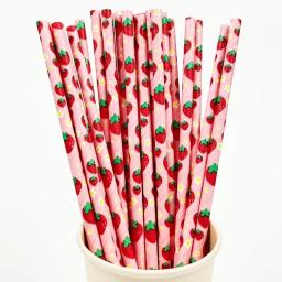 Canudos de papel de frutas, abacaxi, morango, limão, canudos criativos, decoração de aniversário, chá de bebê, 25pcs - Image 2