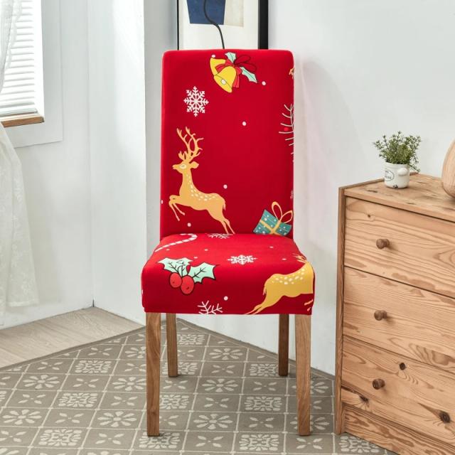 Capa Removível para Cadeira de Escritório e Jantar com Tema Natalino: Papai Noel e Flocos de Neve 2023