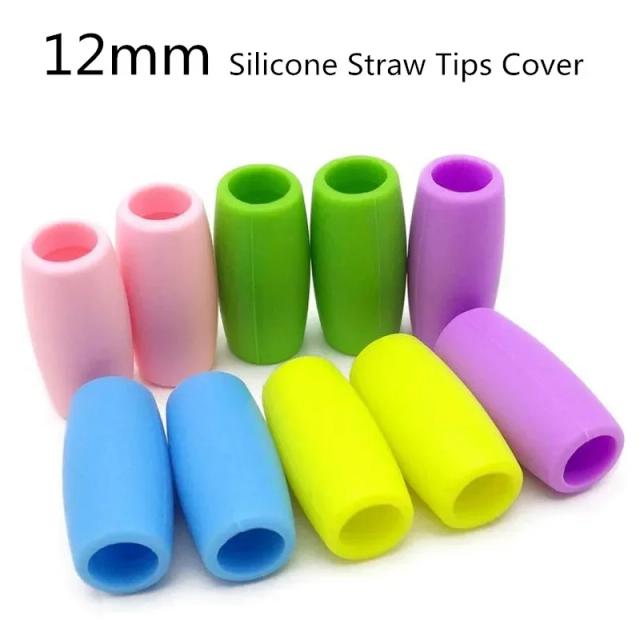 Capa de silicone para canudos de 12mm - Acessório reutilizável para canudos de aço inoxidável e metal com largura de 1/2 polegada