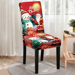 Cadeira Stretchable Natal capas Set, festivo Santa Cartoon Snowman Print, novo - Image 4