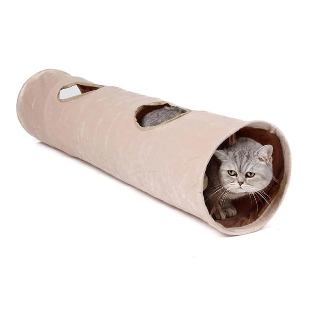 Brinquedo Interativo para Gatos: Canal de Pelúcia Dobrável em Camurça - Conforto Quente e Educação, 25x120cm