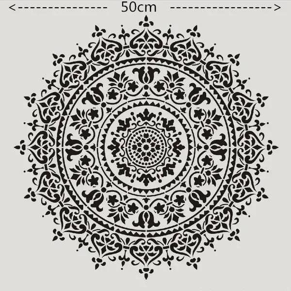 Molde de Artesanato para Pintura de Mandala: Estêncil Carimbado em Papel, Madeira e Tecido - 50x50 cm
