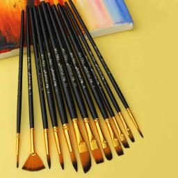 Nylon Cabelo Aquarela Escova 12 Pçs/Kit Pincéis De Pintura Para Acrílico Guache Oil Desenho Art Supplies - Image 5