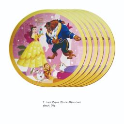 Louça descartável com a beleza ea fera, decoração para festa de aniversário, chá de bebê, prato, guardanapo, banner, toalha de mesa - Image 2