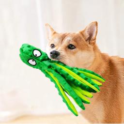 Animal de estimação brinquedo de pelúcia gato cão voz polvo casca quebra-cabeça brinquedo mordida resistente interativo pet dentes do cão limpeza mastigar brinquedo para animais de estimação suprimentos - Image 2