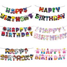 1 conjunto de banner de feliz aniversário, suprimentos para festa para crianças, meninos, meninas, decorações de festa, patrulha pata, unicórnio, jogo, tema, carta, banner - Image 1