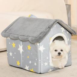 Hanpanda-Respirável Plush Pet Cave Bed, lavável e destacável Almofada Cat, Suprimentos Sofá macio, Casa Grande Espaço Kennel - Image 3