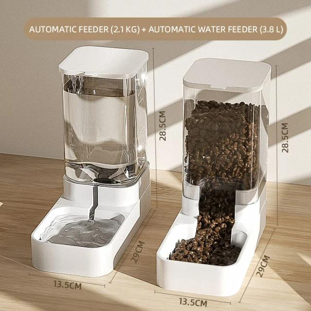 Tigela Automática Transparente para Água e Alimentação de Cães e Gatos, Prático Dispensador e Recipiente de Armazenamento para Animais de Estimação