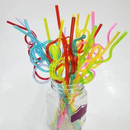 Louco Encaracolado Descartável Canudos, Tubo de plástico colorido, Kids Birthday Party Supplies, Bar Acessórios, 10Pcs - Image 1