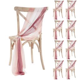 Como Chiffon Cadeira Sashes, Decoração da cadeira do casamento, Casamento corredor, Festa, Banquete, Evento, Baby Shower, 17x250cm, 10 Pcs, 50Pcs - Image 1
