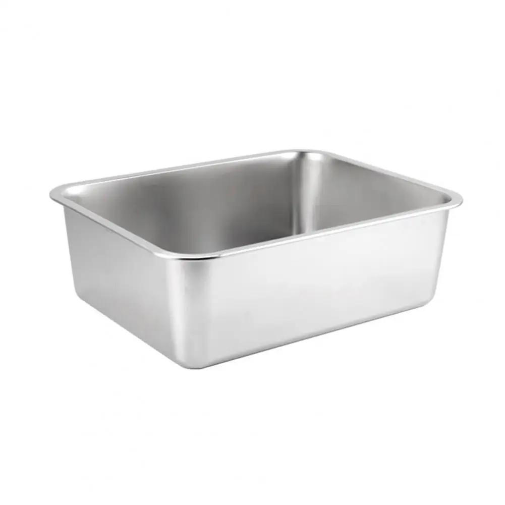 Aço inoxidável Cat Litter Box, durável caixa profunda, espaçoso, Low Entry Design, fácil acesso, Pet Acessórios - Image 1