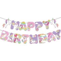 1 conjunto de banner de feliz aniversário, suprimentos para festa para crianças, meninos, meninas, decorações de festa, patrulha pata, unicórnio, jogo, tema, carta, banner - Image 2