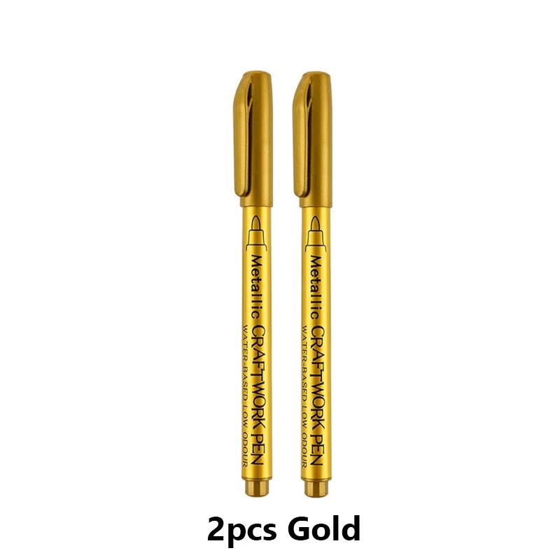 Impermeável permanente pintura marcador, canetas de metal DIY, artesanato resina molde caneta, arte pintura suprimentos, prata ouro branco, 1.5mm, 2 pcs, 6 pcs, 8pcs - Image 1
