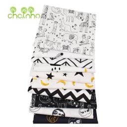 Chainho-Tecido De Algodão De Tecer De Sarja Impressa, Tecido De Patchwork, Costura DIY, Material De Quilting, Série Preto e Branco, 3 Especificação, C137 - Image 1