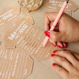 Cartões decorativos de papel kraft para chá de bebê, 5pcs, diy, decoração do partido batismo, ornamentos pendurados para o gênero revelar - Image 2